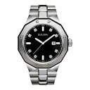 楽天angelica腕時計 ブローバ メンズ 98D103 Bulova Men's Classic Stainless Steel 3-Hand Date Quartz Watch with Diamonds and Black Dial, 44mm Style: 98D103腕時計 ブローバ メンズ 98D103