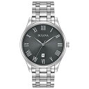 楽天angelica腕時計 ブローバ メンズ 96B261 Bulova Men's Classic Stainless Steel 3-Hand Date Calendar Quartz Watch, Grey Dial with Roman Numeral Markers Style: 96B261腕時計 ブローバ メンズ 96B261