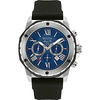 【当店1年保証】ブローバBulovaMen's(98B258)MarineStarChronographStainlessSteelandSiliconeCasualWatch,Quart