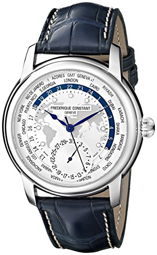 腕時計 フレデリックコンスタント メンズ FC718WM4H6 Frederique Constant Men's 'World Timer' Silver Dial Blue Leather Strap Swiss Automatic Watch FC-718WM4H6腕時計 フレデリックコンスタント メンズ FC718WM4H6