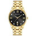 楽天angelica腕時計 ブローバ メンズ 97D108 Bulova Men's Classic Gold Tone Stainless Steel 3-Hand Date Quartz Watch with Black Diamond Dial Style: 97D108腕時計 ブローバ メンズ 97D108