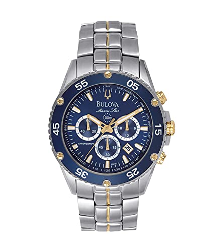 楽天angelica腕時計 ブローバ メンズ 98H37 Bulova Men's Marine Star Two-Tone Stainless Steel Chronograph Quartz Watch, Blue Dial Style: 98H37腕時計 ブローバ メンズ 98H37