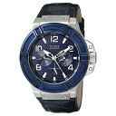 rv QX GUESS Y W0040G7 Guess Men's W0040G7 Stainless Steel Blue Genuine Leather Multi-Function Watchrv QX GUESS Y W0040G7