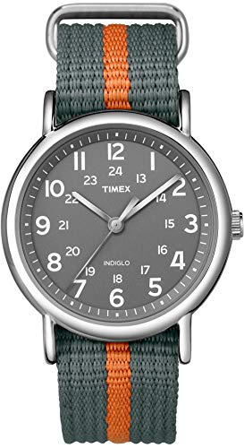 タイメックス 腕時計（メンズ） 腕時計 タイメックス メンズ T2N649 Timex Unisex T2N649 Weekender 38mm Gray/Orange Stripe Nylon Slip-Thru Strap Watch腕時計 タイメックス メンズ T2N649