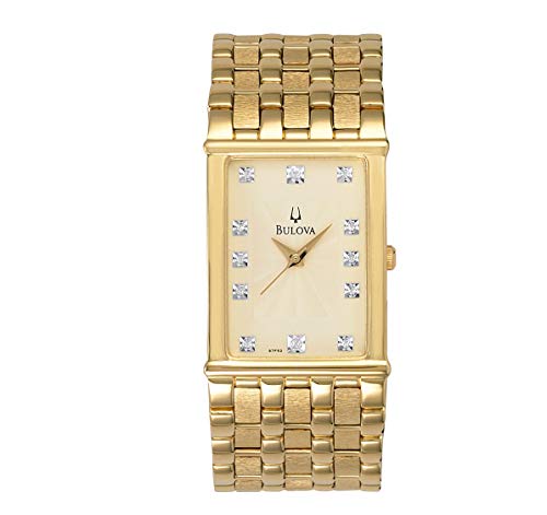 腕時計 ブローバ メンズ 97F52 Bulova Men's Classic Gold Tone Stainless Steel 3-Hand Date Quartz Watch, Diamond Dial Style: 97F52腕時計 ブローバ メンズ 97F52