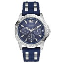 ゲス 腕時計 ゲス GUESS メンズ Oasis GUESS Men's W0366G2 Iconic Blue Multi-Function Watch with Silicone Strap & Silver-Tone Interlinks腕時計 ゲス GUESS メンズ Oasis