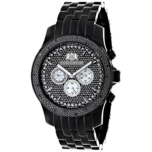 腕時計 ラックスマン メンズ 0640206972765 LUXURMAN Men's Black Diamond Watch 0.25ctw腕時計 ラックスマン メンズ 0640206972765