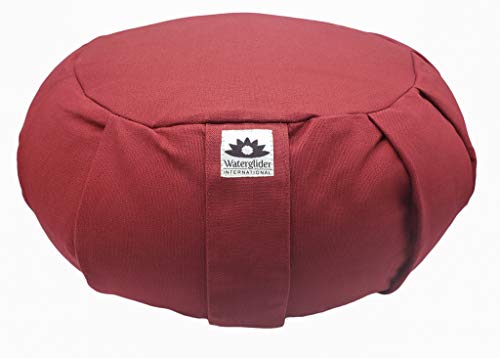 ヨガ フィットネス Waterglider International Meditation Cushion (Burgundy) Round, Buckwheat Husk Filled, Floor Pillow or Cushions, Yoga Seat, Zafu, Made in the USA with USA Grown Buckwheatヨガ フィットネス