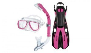 シュノーケリング マリンスポーツ HEAD by Mares Tarpon Travel Friendly Premium Mask Fin Snorkel Set, Pink, Small, (4-6)シュノーケリング マリンスポーツ