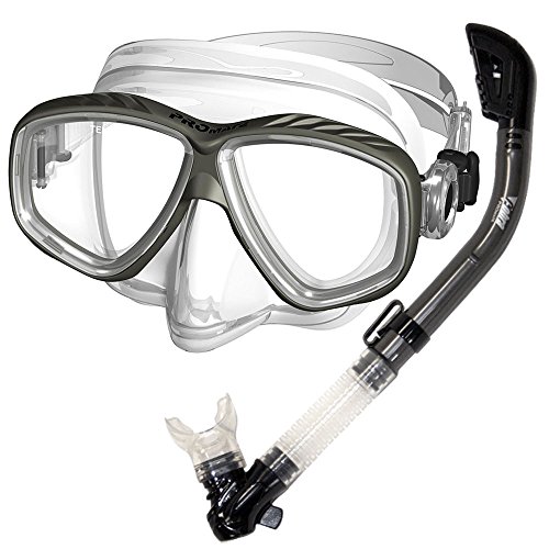 シュノーケリング マリンスポーツ SCS0030-Silver Promate Snorkeling Scuba Dive Dry Snorkel Purge Mask Gear Set, Silverシュノーケリング マリンスポーツ SCS0030-Silver