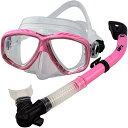 シュノーケリング マリンスポーツ PROMATE Snorkeling Scuba Dive DRY Snorkel Mask Gear Set, Pinkシュ...