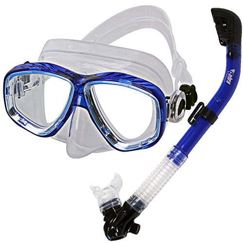 シュノーケリング マリンスポーツ SCS0066-Clear Blue PROMATE Snorkeling Scuba Dive DRY Snorkel Mask Gear Set, Clear Blueシュノーケリング マリンスポーツ SCS0066-Clear Blue