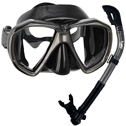 Ρ ޥ󥹥ݡ PROMATE Snorkeling Scuba Dive Dry Snorkel Mask Deluxe Gear Set, BlackTitaniumΡ ޥ󥹥ݡ