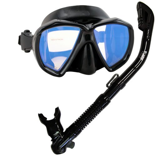 Ρ ޥ󥹥ݡ PROMATE Scuba Dive Dry Snorkel Snorkeling Mask w/Color Correction Lenses Combo Set, Red LensesΡ ޥ󥹥ݡ