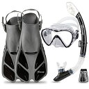 シュノーケリング マリンスポーツ Seavenger Diving Dry Top Snorkel Set with Trek Fin, Single Lens...