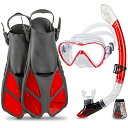 シュノーケリング マリンスポーツ Seavenger Diving Dry Top Snorkel Set with Trek Fin, Single Lens...