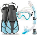 シュノーケリング マリンスポーツ FBA_SV-SET4 Seavenger Diving Dry Top Snorkel Set with Trek Fin, Single Lens Mask and Gear Bag, XS/XXS - Size 1 to 4 or Children 10-13, Gray/Dodger Blueシュノーケリング マリンスポーツ FBA_SV-SET4