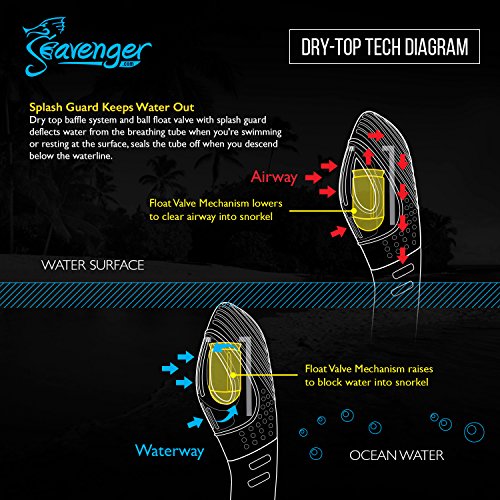 シュノーケリング マリンスポーツ Seavenger Diving Dry Top Snorkel Set with Trek Fin, Single Lens Mask and Gear Bag, XS/XXS - Size 1 to 4 or Children 10-13, Gray/Neon Yellowシュノーケリング マリンスポーツ 2