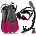 シュノーケリング マリンスポーツ Seavenger Diving Dry Top Snorkel Set with Trek Fin, Single Lens...