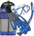 シュノーケリング マリンスポーツ 256980 U.S. Divers Cozumel Seabreeze Adult Snorkeling Combo Set with Adjustable Mask, Snorkel, Medium Fins (6.5-8), and Travel Bag, Blueシュノーケリング マリンスポーツ 256980