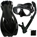 シュノーケリング マリンスポーツ PROMATE Snorkeling Scuba Dive Mask Fins DRY Snorkel Gear Set, B...