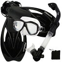 シュノーケリング マリンスポーツ PROMATE Snorkeling Scuba Dive Mask Fins DRY Snorkel Gear Set, B...