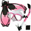 シュノーケリング マリンスポーツ Promate Snorkeling Scuba Dive Mask Fins Dry Snorkel Gear Set, Pink, SMシュノーケリング マリンスポーツ