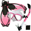 シュノーケリング マリンスポーツ PROMATE Snorkeling Scuba Dive Mask Fins DRY Snorkel Gear Set, P...