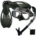 シュノーケリング マリンスポーツ Promate Snorkeling Scuba Dive Mask Fins DRY Snorkel Gear Set, T...