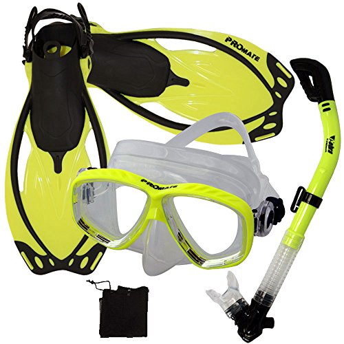 Ρ ޥ󥹥ݡ Promate 275680 Scuba Dive Mask Snorkeling Fins Snorkel Set, Yellow, MLXLΡ ޥ󥹥ݡ