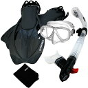 シュノーケリング マリンスポーツ 285890-ClrwBk-SM, Snorkeling Purge Mask Dry Snorkel Fins Mesh Bag Setシュノーケリング マリンスポーツ