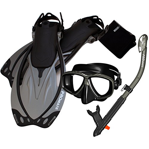 Ρ ޥ󥹥ݡ Promate 285890-Ti/Bk-SM, Snorkeling Mask Dry Snorkel Fins Mesh Gear Bag SetΡ ޥ󥹥ݡ