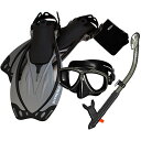 シュノーケリング マリンスポーツ Promate 285890-Ti/Bk-SM, Snorkeling Mask Dry Snorkel Fins Mesh Gear Bag Setシュノーケリング マリンスポーツ