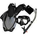 シュノーケリング マリンスポーツ Promate 285890-Ti/Bk-MLXL, Snorkeling Mask Dry Snorkel Fins Mes...