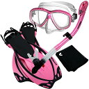 シュノーケリング マリンスポーツ 285890-Pink-SM, Snorkeling PURGE Mask Dry Snorkel Fins Mesh Bag...