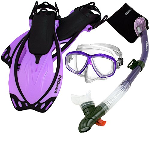 シュノーケリング マリンスポーツ 285890-t.Pur-SM, Snorkeling Purge Mask Dry Snorkel Fins Mesh Bag Setシュノーケリング マリンスポーツ