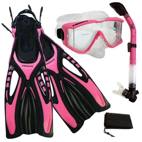 Ρ ޥ󥹥ݡ PROMATE Snorkeling Scuba Dive Side-VIEWED Purge Mask Fins Dry Snorkel Gear Set, Pink, SMΡ ޥ󥹥ݡ