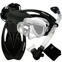 シュノーケリング マリンスポーツ SCS0011-ClrBk-SM Promate Snorkeling Set w/Fins Snorkel Mask Mes...
