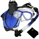 シュノーケリング マリンスポーツ SCS0011-Blue-S/M Promate Snorkel Set w/Fins Snorkel Mask Mesh B...