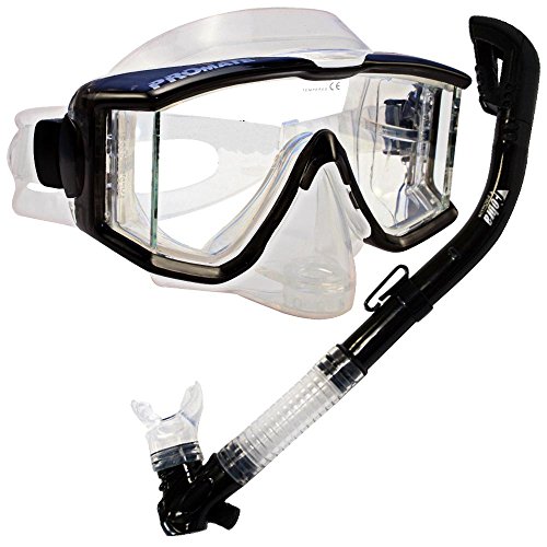 シュノーケリング マリンスポーツ Snorkeling Scuba Dive Dry Snorkel Side-View Purge Mask Diving Gear, Trans.Blackシュノーケリング マリンスポーツ