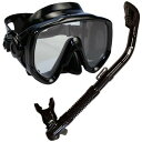 シュノーケリング マリンスポーツ Promate Snorkeling Scuba Dive Mask Dry Snorkel Gear Set, BkBkシュ...