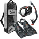 シュノーケリング マリンスポーツ UP-2521B-BKR-L TUSA Sport Adult Powerview Mask, Dry Snorkel, an...