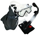 シュノーケリング マリンスポーツ 9990, Trans. Black, S/M, PROMATE Snorkeling Scuba Dive Panoramic Purge Mask Dry Snorkel Fins Gear Setシュノーケリング マリンスポーツ