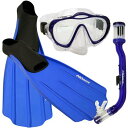 シュノーケリング マリンスポーツ Promate Junior Snorkeling Scuba Dive Purge Mask Dry Snorkel Full Foot Fins Gear Set for Kids, Blue, XS (Shoe: 3-5)シュノーケリング マリンスポーツ