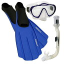 シュノーケリング マリンスポーツ Junior Snorkeling Scuba Dive Purge Mask Dry Snorkel Full Foot Fins Gear Set for Kids, Clr/Blue, XXS (Shoe: 1-3)シュノーケリング マリンスポーツ