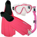 シュノーケリング マリンスポーツ Promate Junior Snorkeling Scuba Dive Purge Mask Dry Snorkel Full Foot Fins Gear Set for Kids, Pink, XXS (Shoe: 1-3)シュノーケリング マリンスポーツ