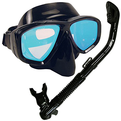 Ρ ޥ󥹥ݡ Snorkeling Scuba Dive Dry Snorkel Purge Mask w/Color Correction Lens Gear Set, AB, RedLensΡ ޥ󥹥ݡ