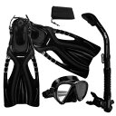 シュノーケリング マリンスポーツ Promate Snorkeling Scuba Dive Fins Mask Snorkel Set w/Mesh Bag, Black, ML/XLシュノーケリング マリンスポーツ