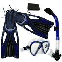 シュノーケリング マリンスポーツ Promate Snorkeling Scuba Dive Fins Mask Snorkel Set w/Mesh Bag, Blue, S/Mシュノーケリング マリンスポーツ