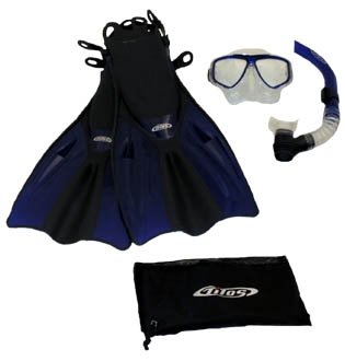 Ρ ޥ󥹥ݡ Tilos Silicone Mask, Purge Snorkel, Adjustable Open Heel Snorkeling Fins with Mesh Bag Set, Blue, S/MΡ ޥ󥹥ݡ
